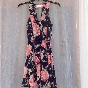 Navy and Pink Floral Dress